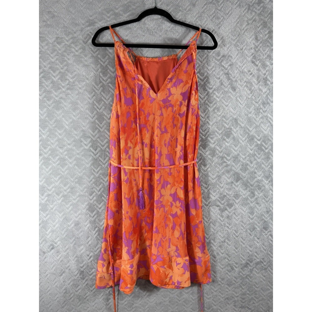 Taylor Women's Large Spaghetti Strap Gauze Midi Dress Pullover Orange Purple